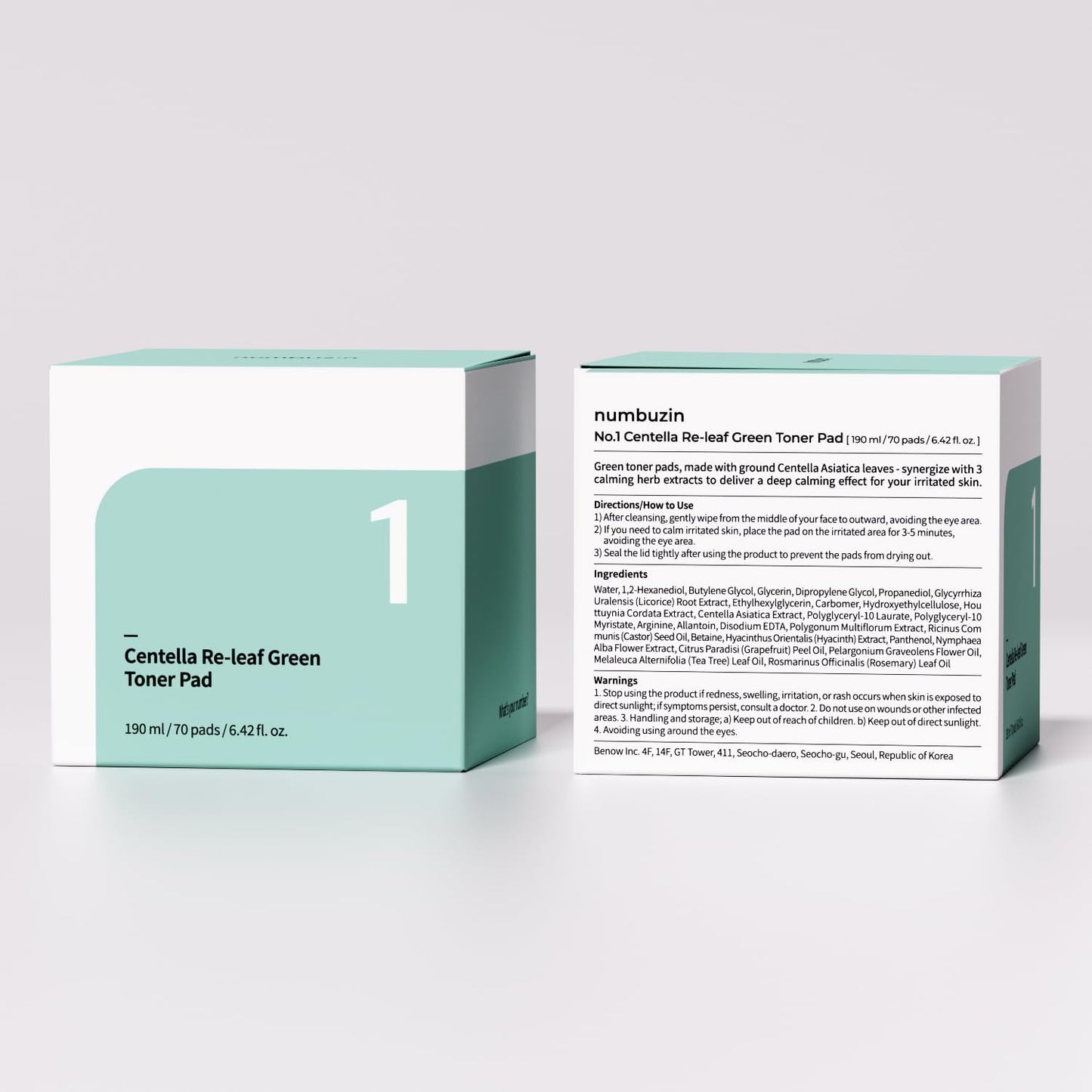 No.1 Centella Re-Leaf Green Toner Pad
